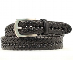 M and F Western Product N2630601 Men's Standard Belt in Black Bonded Leather with Braided Construction